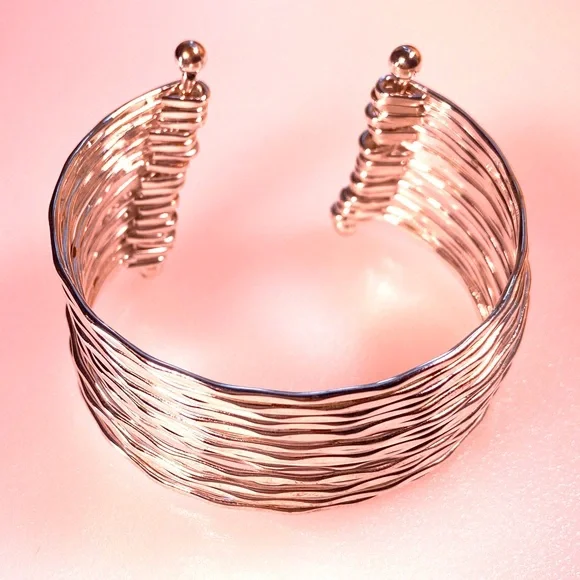 Silver Tone Stacking Look Cuff Bracelet - Picture 6 of 9